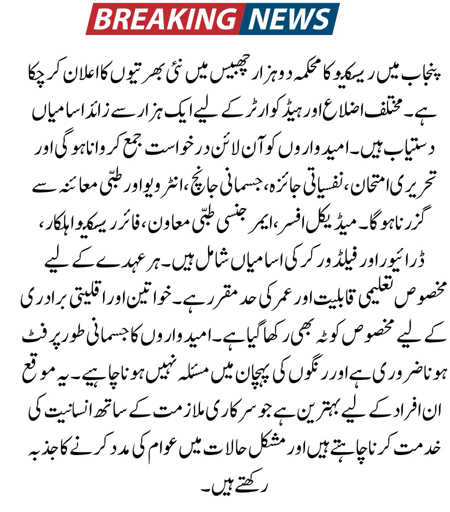 Rescue 1122 Vacancies 2026