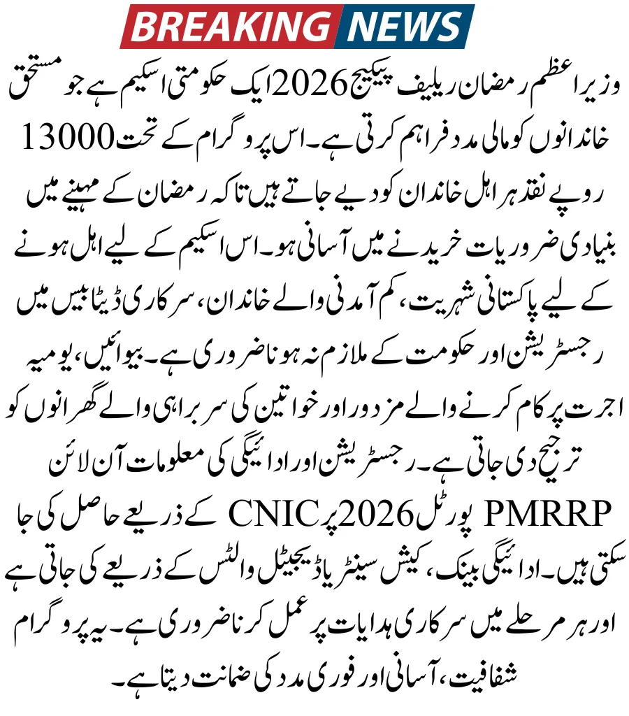 PMRRP Portal pmrrp.nitb.gov.pk Check 13,000 By CNIC