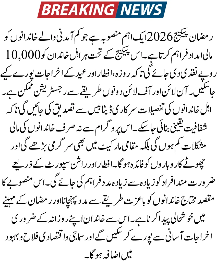 Ramzan Package Registration 2026: Eligibility For Rs 10,000
